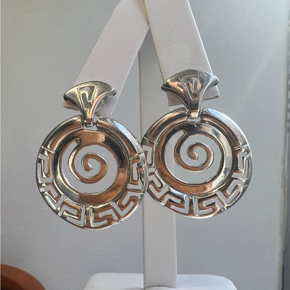 Sterling silver earrings- Dangling- Calligraphy- Vintage, Estate- Gifts for Her